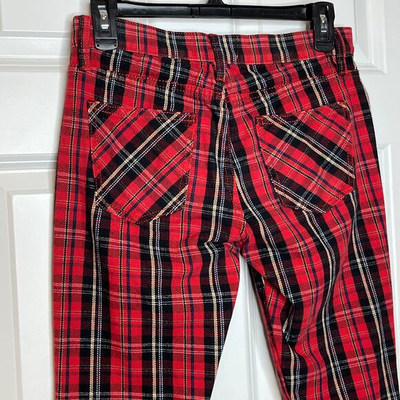 Current Elliott The Stiletto Red Tartan Plaid Party Skinny Jeans Size 25 - Picture 4 of 9